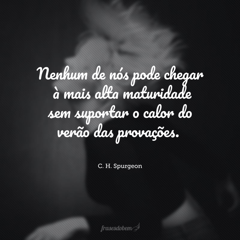 Nenhum de nós pode chegar à mais alta maturidade sem suportar o calor do verão das provações.