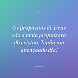 Os propósitos de Deus são a mola propulsora do cristão. Tenha um abençoado dia!