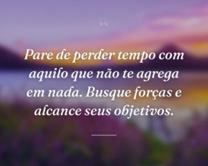 Pare de perder tempo com aquilo que não te agrega em nada. Busque forças e alcance seus objetivos.