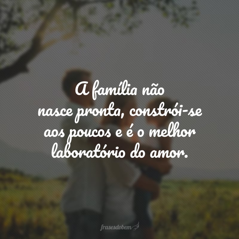 A família não nasce pronta, constrói-se aos poucos e é o melhor laboratório do amor.