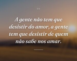 A gente não tem que desistir do amor, a gente tem que desistir de quem não sabe nos amar.
