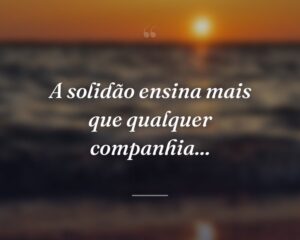 A solidão ensina mais que qualquer companhia...