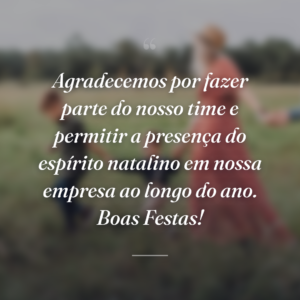 Agradecemos por fazer parte do nosso time e permitir a presença do espírito natalino em nossa empresa ao longo do ano. Boas Festas!