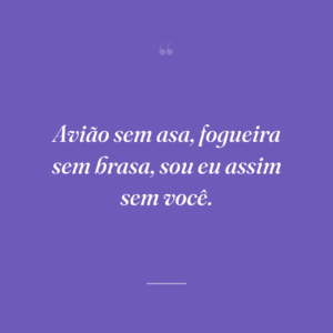Avião sem asa, fogueira sem brasa, sou eu assim sem você.