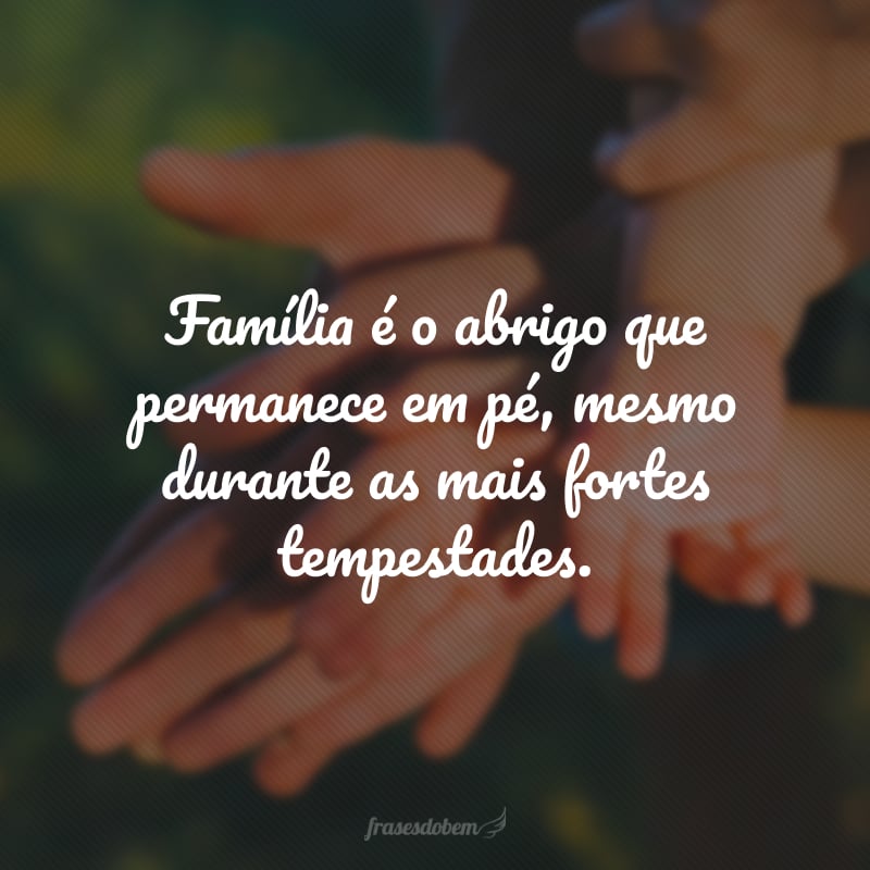 Família é o abrigo que permanece em pé, mesmo durante as mais fortes tempestades.