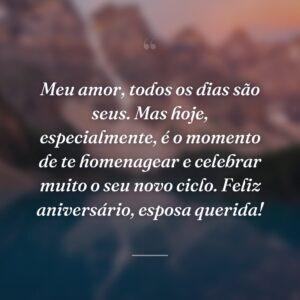 Meu amor, todos os dias são seus. Mas hoje, especialmente, é o momento de te homenagear e celebrar muito o seu novo ciclo. Feliz aniversário, esposa querida!