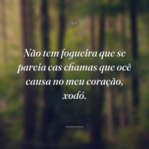 Não tem fogueira que se pareia cas chamas que ocê causa no meu coração, xodó.