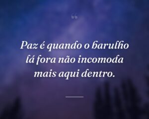 Paz é quando o barulho lá fora não incomoda mais aqui dentro.