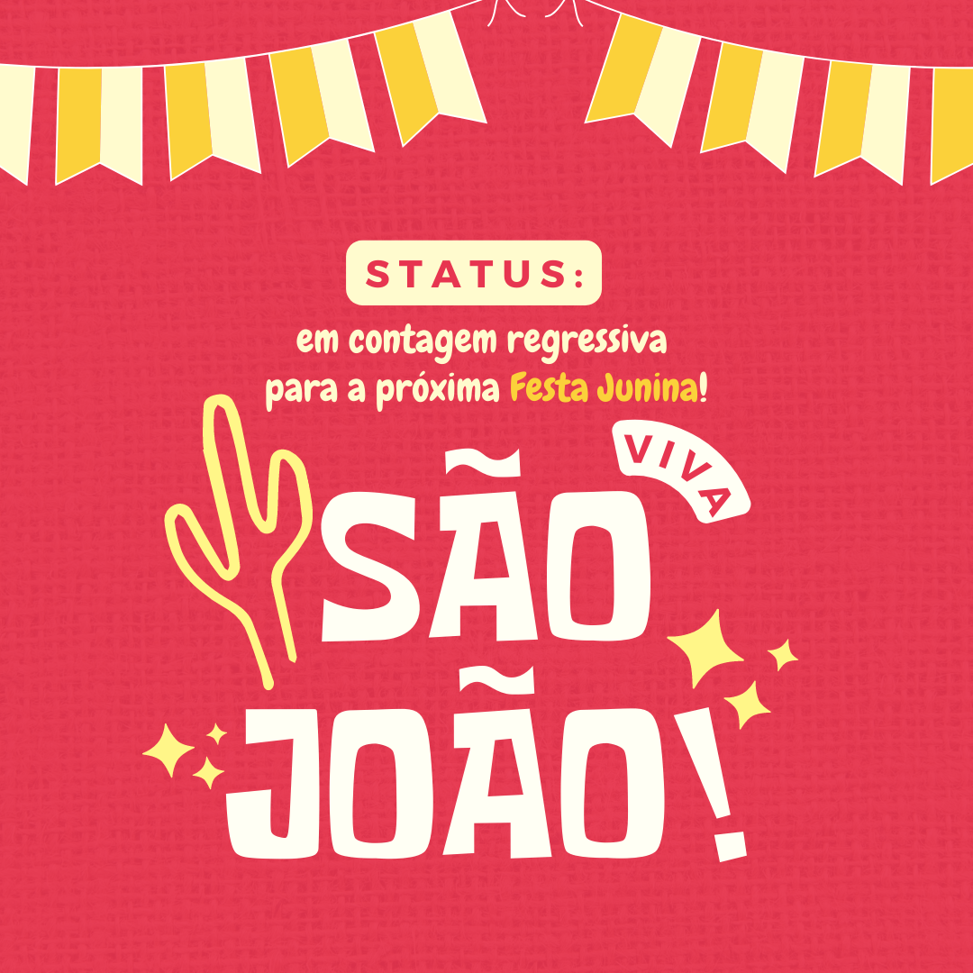 Status: em contagem regressiva para a próxima Festa Junina! Viva São João!