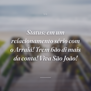 Status: em um relacionamento sério com o Arraiá! Trem bão di mais da conta! Viva São João!