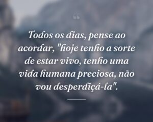 Todos os dias, pense ao acordar, "hoje tenho a sorte de estar vivo, tenho uma vida humana preciosa, não vou desperdiçá-la".