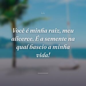 Você é minha raiz, meu alicerce. É a semente na qual baseio a minha vida!