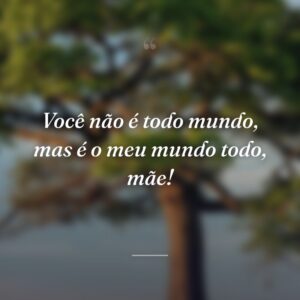 Você não é todo mundo, mas é o meu mundo todo, mãe!