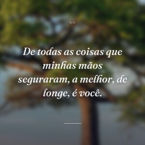 De todas as coisas que minhas mãos seguraram, a melhor, de longe, é você.