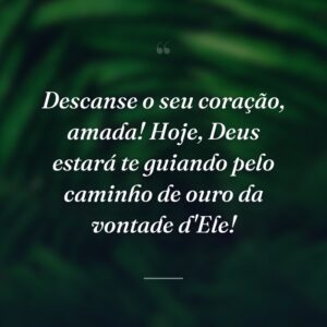 Descanse o seu coração, amada! Hoje, Deus estará te guiando pelo caminho de ouro da vontade d'Ele!