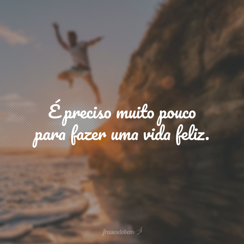 É preciso muito pouco para fazer uma vida feliz.    