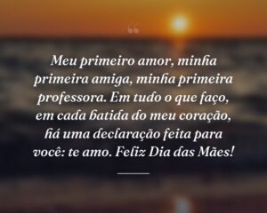 Meu primeiro amor, minha primeira amiga, minha primeira professora. Em tudo o que faço, em cada batida do meu coração, há uma declaração feita para você: te amo. Feliz Dia das Mães!