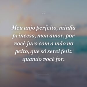 Meu anjo perfeito, minha princesa, meu amor, por você juro com a mão no peito, que só serei feliz quando você for.