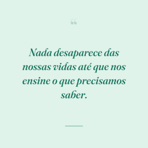 Nada desaparece das nossas vidas até que nos ensine o que precisamos saber.