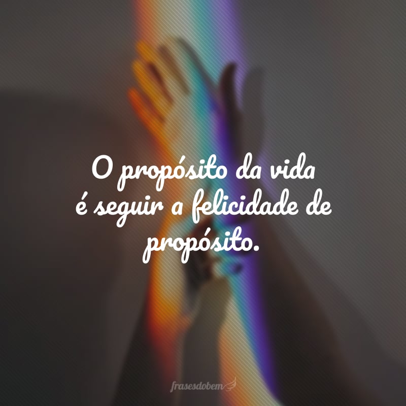 O propósito da vida é seguir a felicidade de propósito. 