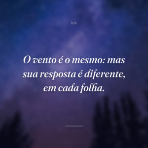 O vento é o mesmo: mas sua resposta é diferente, em cada folha.