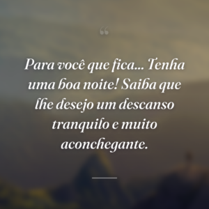 Para você que fica... Tenha uma boa noite! Saiba que lhe desejo um descanso tranquilo e muito aconchegante.