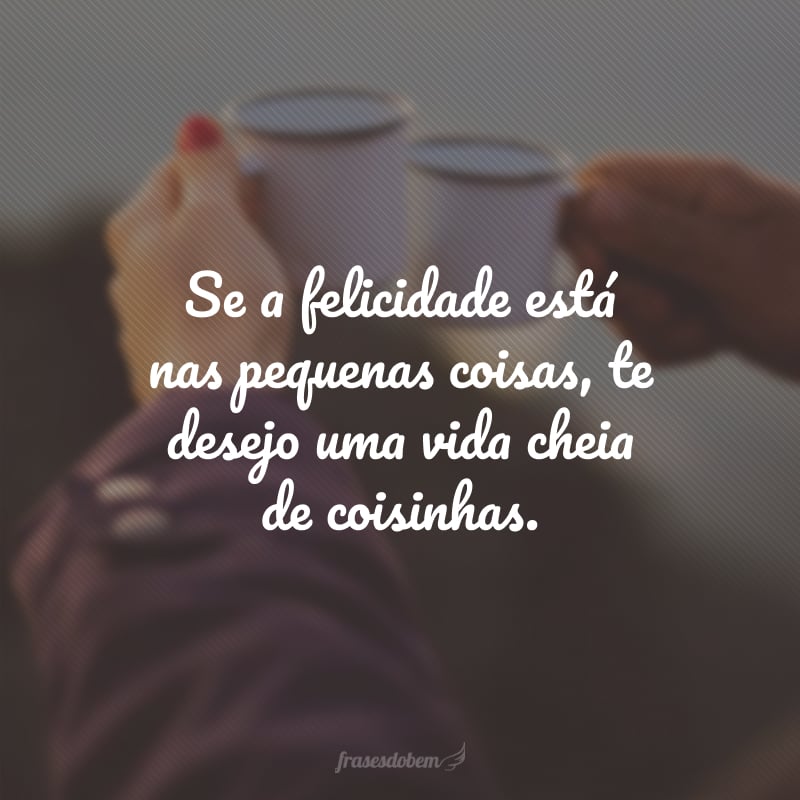 Se a felicidade está nas pequenas coisas, te desejo uma vida cheia de coisinhas.