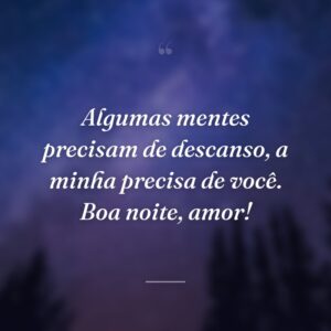 Algumas mentes precisam de descanso, a minha precisa de você. Boa noite, amor!