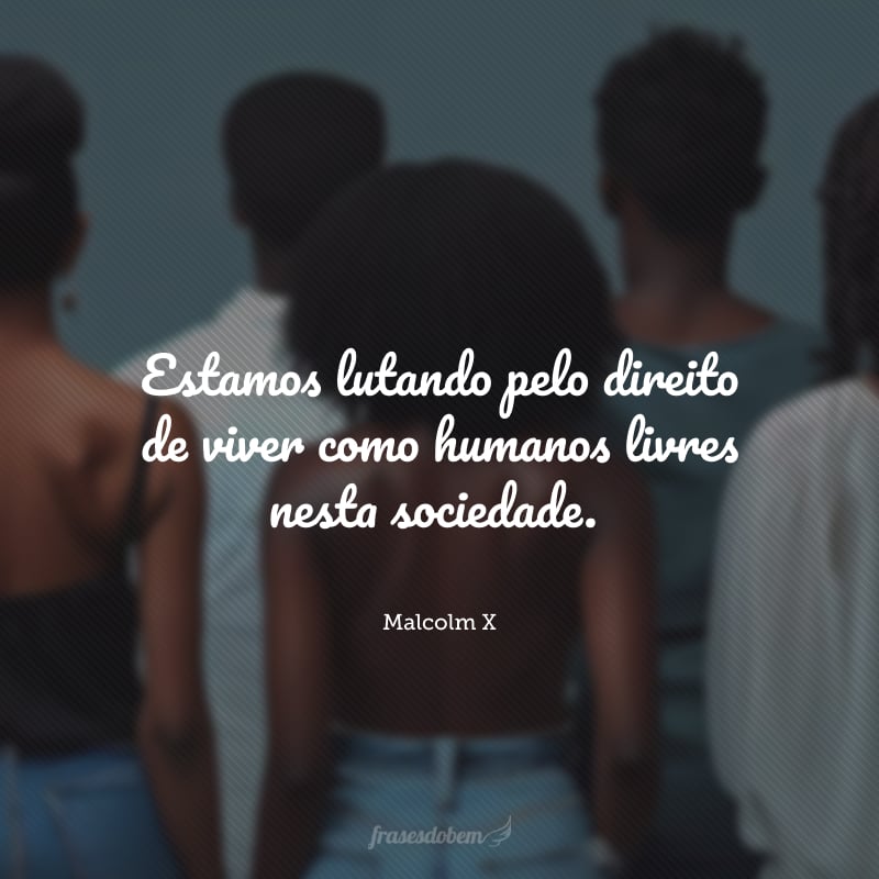 Não estamos lutando pela integração, nem pela separação. Estamos lutando pelo nosso reconhecimento como seres humanos. Estamos lutando pelo direito de viver como humanos livres nesta sociedade.