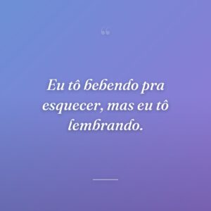 Eu tô bebendo pra esquecer, mas eu tô lembrando.