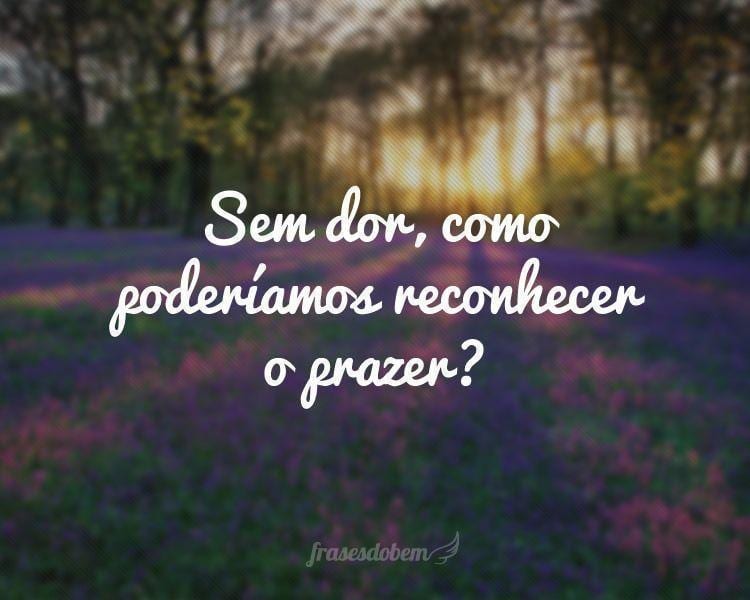 Sem dor, como poderíamos reconhecer o prazer?