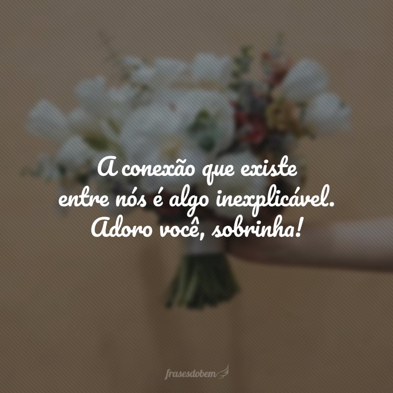 Sempre sonhei com o dia em que seria tia, até você chegar e superar minhas expectativas. A conexão que existe entre nós é algo inexplicável. Adoro você, sobrinha!