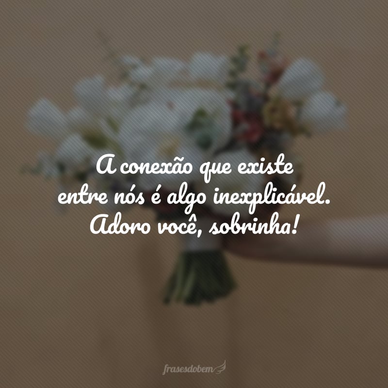 Sempre sonhei com o dia em que seria tia, até você chegar e superar minhas expectativas. A conexão que existe entre nós é algo inexplicável. Adoro você, sobrinha!