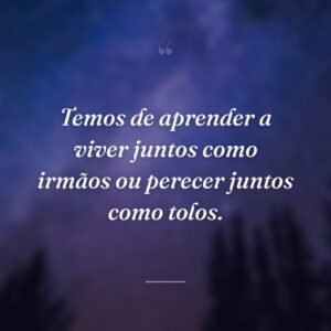 Temos de aprender a viver juntos como irmãos ou perecer juntos como tolos.