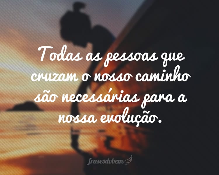 Todas as pessoas que cruzam o nosso caminho são necessárias para a nossa evolução.