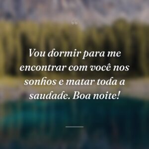 Vou dormir para me encontrar com você nos sonhos e matar toda a saudade. Boa noite!