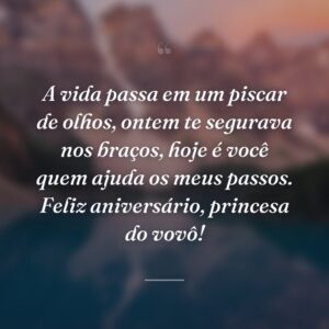 A vida passa em um piscar de olhos, ontem te segurava nos braços, hoje é você quem ajuda os meus passos. Feliz aniversário, princesa do vovô!