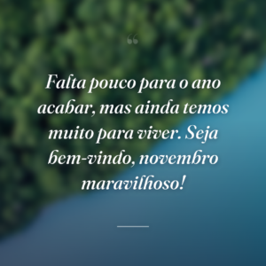 Falta pouco para o ano acabar, mas ainda temos muito para viver. Seja bem-vindo, novembro maravilhoso!