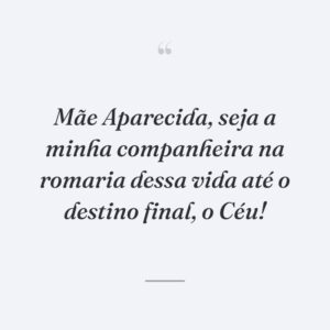 Mãe Aparecida, seja a minha companheira na romaria dessa vida até o destino final, o Céu!