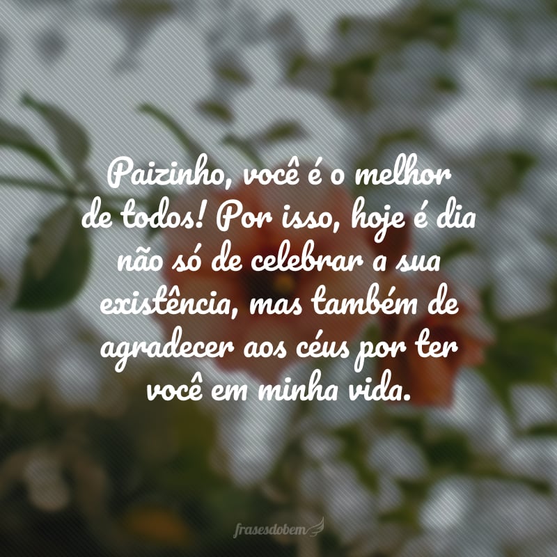 Paizinho, você é o melhor de todos! Por isso, hoje é dia não só de celebrar a sua existência, mas também de agradecer aos céus por ter você em minha vida.