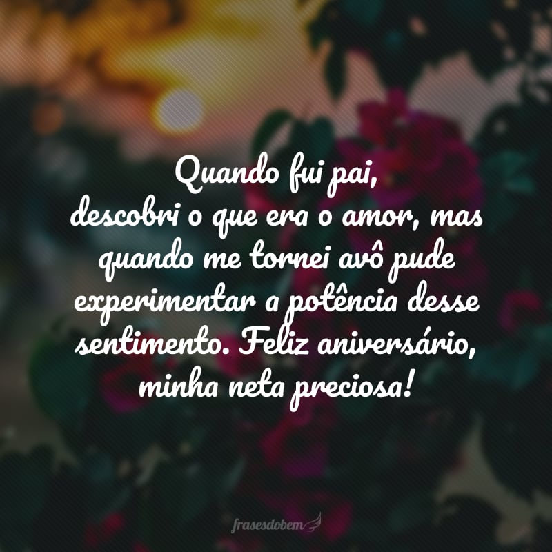 Quando fui pai, descobri o que era o amor, mas quando me tornei avô pude experimentar a potência desse sentimento. Feliz aniversário, minha neta preciosa!