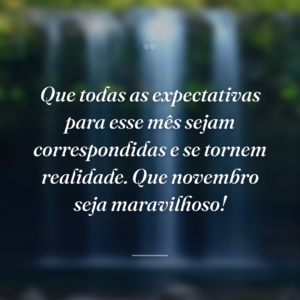 Que todas as expectativas para esse mês sejam correspondidas e se tornem realidade. Que novembro seja maravilhoso!