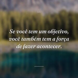 Se você tem um objetivo, você também tem a força de fazer acontecer.