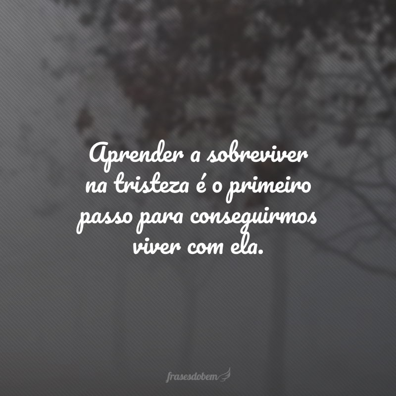 Aprender a sobreviver na tristeza é o primeiro passo para conseguirmos viver com ela. 