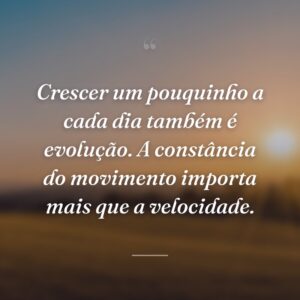 Crescer um pouquinho a cada dia também é evolução. A constância do movimento importa mais que a velocidade.