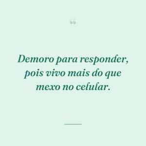 Demoro para responder, pois vivo mais do que mexo no celular.