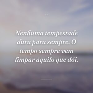 Nenhuma tempestade dura para sempre. O tempo sempre vem limpar aquilo que dói.