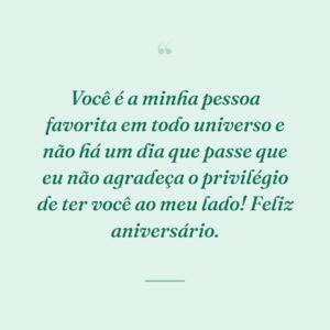 Você é a minha pessoa favorita em todo universo e não há um dia que passe que eu não agradeça o privilégio de ter você ao meu lado! Feliz aniversário.