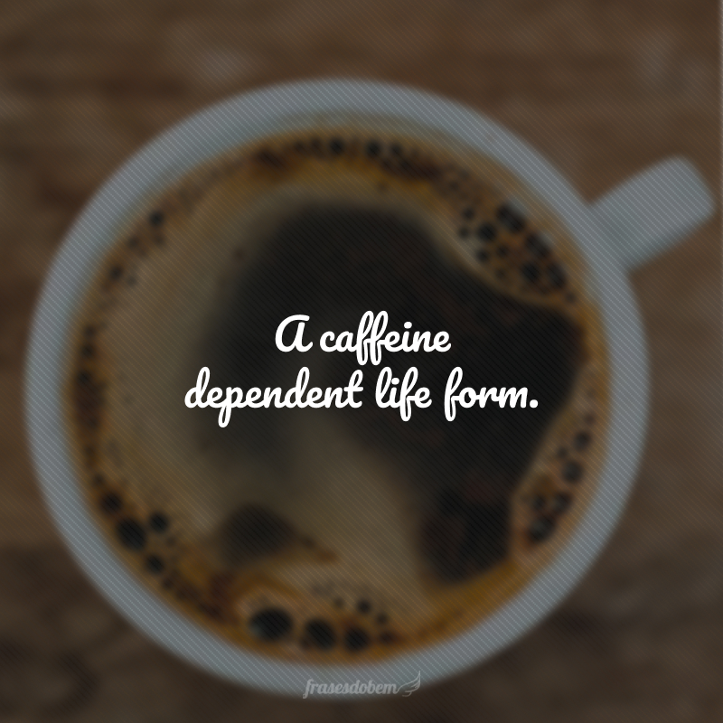 A caffeine dependent life form. (Uma forma de vida dependente de cafeína.)