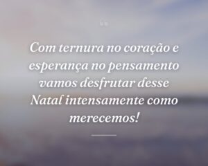 Com ternura no coração e esperança no pensamento vamos desfrutar desse Natal intensamente como merecemos!